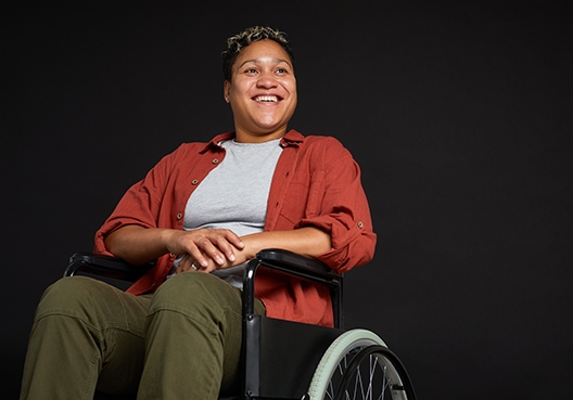 woman sitting in a wheelchair