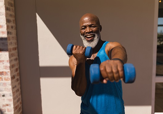 A older man exercising