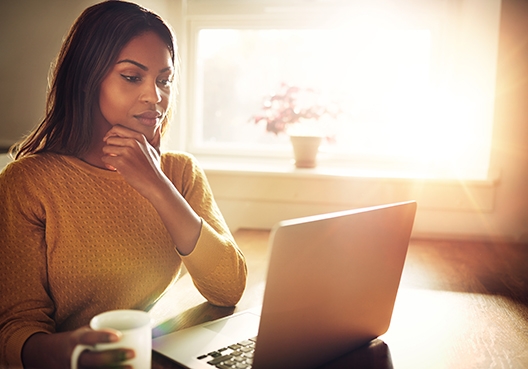 woman working on her laptop